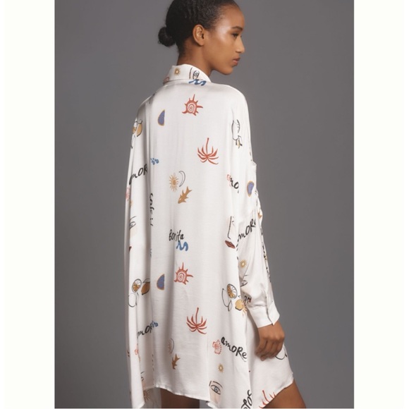 ❌Sold - 🇪🇸🌴☀️ Anthropologie Long-Sleeve Printed Mini Shirt Dress Corey Lynn - Picture 3 of 13